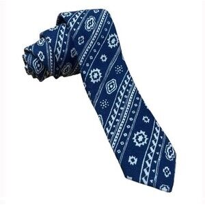 PENGUIN Original Tie Boho Western Wedding Bridal Southwest Thin Blue Cotton New